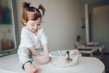 cute little girl at home
