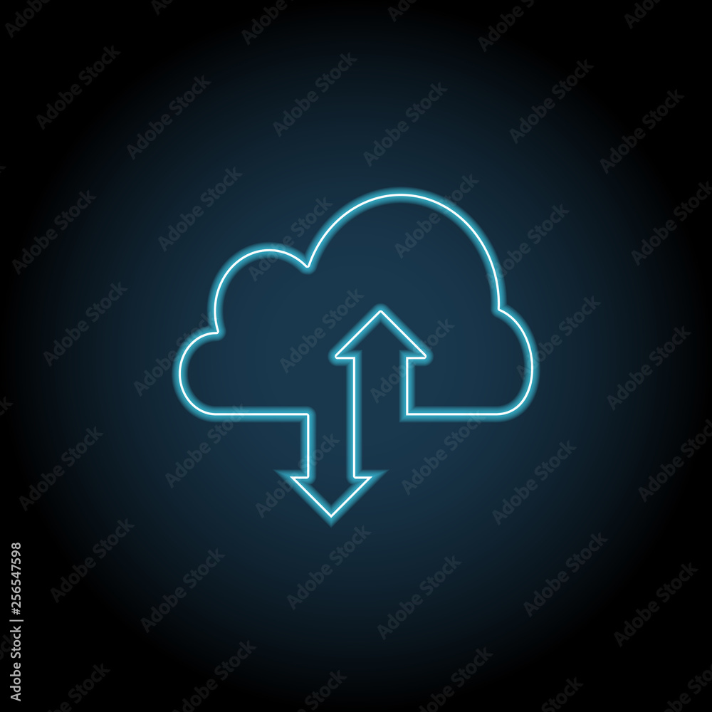 Poster cloud sync refresh neon glow icon. simple thin line, outline vector of technology icons for ui and u