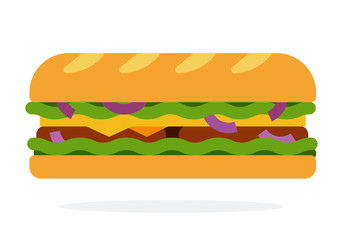 Sandwich with salad, onion, bacon