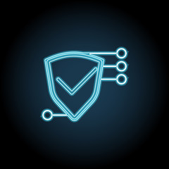 Shield neon glow icon. Simple thin line, outline vector of Technology icons for UI and UX, website or mobile application