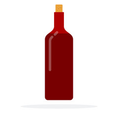 Bottle of red wine with cork-stopper