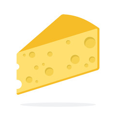 Triangular piece of cheese vector flat isolated