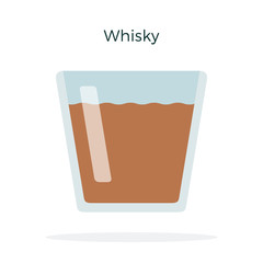 Whiskey in a glass vector flat isolated
