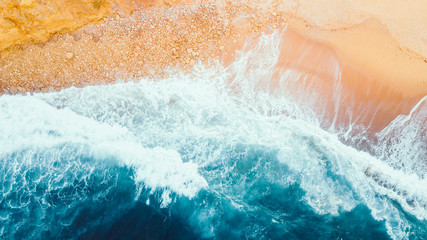 Fototapeta na wymiar Aerial View of Waves and Beach Along the Great Ocean Road Australia