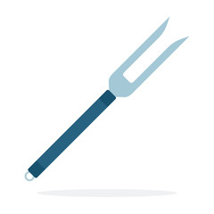 Meat fork vector flat material design isolated object on white background.