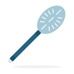 Pasta spoon with holes vector flat material design isolated object on white background.