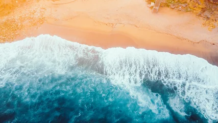 Stoff pro Meter Aerial View of Waves and Beach Along the Great Ocean Road Australia © Judah