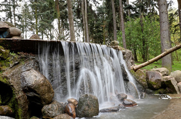 waterfall in forest, Warsaw Poland