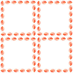 Watercolor seamless pattern with fishes in a row and square on a white background. Origami style. Illustration.