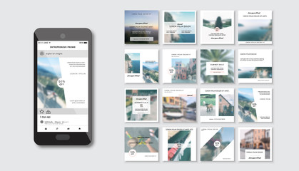 Set of Modern trendy covers idea. Editable simple info banner shop. Slides for app, web design digital style for social media pack. Square handpicked beauty posts, brochure layout design. pr promo