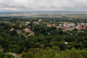 Fototapeta na wymiar View of the valley from a nearby mountain, La Cumbre, Cordoba, Argentina.