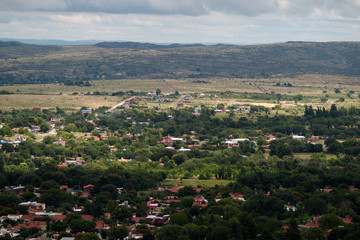 Fototapeta na wymiar View of the valley from a nearby mountain, La Cumbre, Cordoba, Argentina.