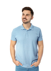 Obraz premium Portrait of handsome man posing on white background