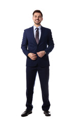 Full length portrait of businessman posing on white background