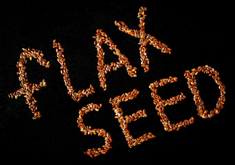 Flax sedds text on black background