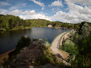 View of the San Jerónimo dam, La Cumbre, Cordoba, Argentina.