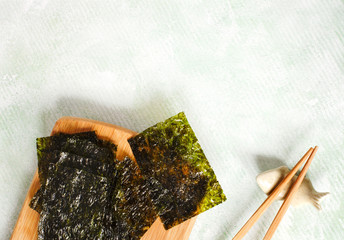 Japanese or korean roasted seaweed snack. Roasted Dried Seaweed, Healthy Snack © Anjelika Gretskaia