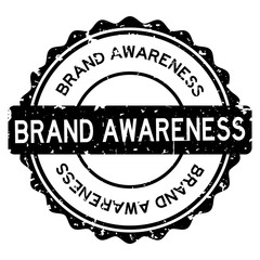 Grunge black brand awareness word round rubber seal stamp on white background