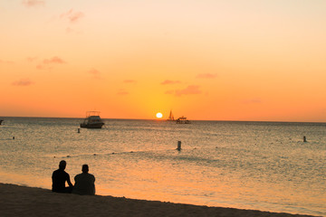 Fototapeta na wymiar Sunset in Aruba