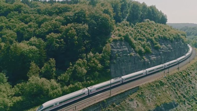Germany - Drone flight over railway near Geislingen an der Steige