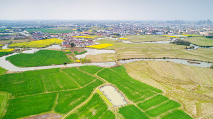 Aerial photo of rural spring scenery