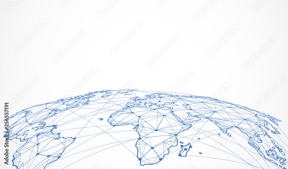 Poster global network connection. world map point and line composition concept of global business. vector i