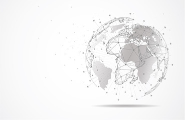 Global network connection. World map point and line composition concept of global business. Vector Illustration
