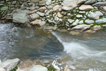 water flowing over rocks