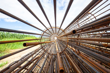 Steel grid on the construction site