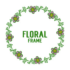 Vector illustration round leaf floral frame for vintage card