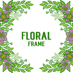 Vector illustration various variation leaf purple floral frame