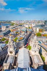 Fototapeta na wymiar View of London cityscape from the Golden Gallery of St. Paul's Cathedral