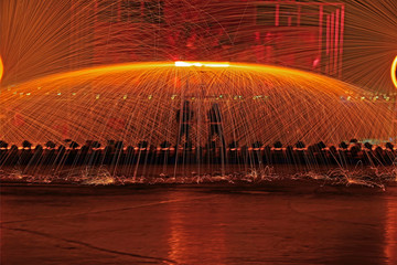 Sparks of molten steel melting,