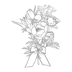 vector drawing background with flowers