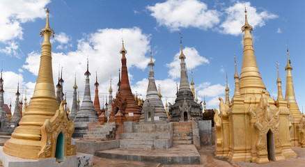 Shwe Indein Pagoda in the Indein village at Inle Lake,Shan State,Myanmar