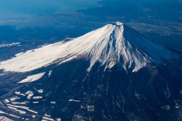 飛行機から見た富士山