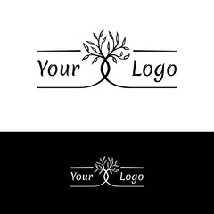 interwoven trees, symmetrical logo on a natural theme