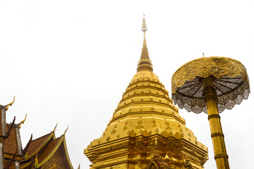 Wat Phra That Doi Suthep in fog at Chiang mai province, Thailand.