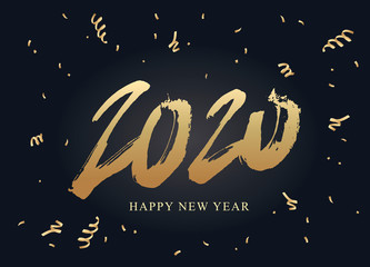 Happy new year. Great holiday gift card. 2020 Lettering.