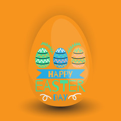 Happy Easter Day greeting badges with colorful easter eggs in flat glossy style. vector illustration.