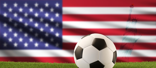 soccer ball with the flag of America 3d-illustration