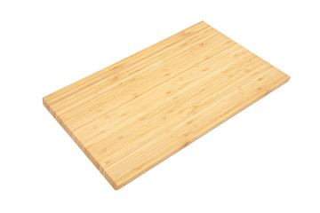 a wooden cutting board on a white background