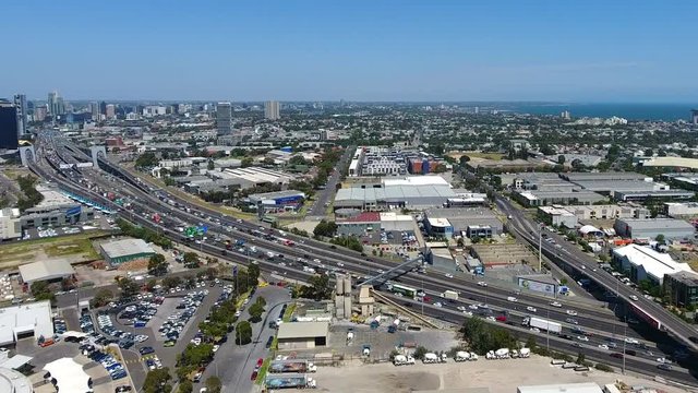 Flying over the Monash Freeway, Melbourne