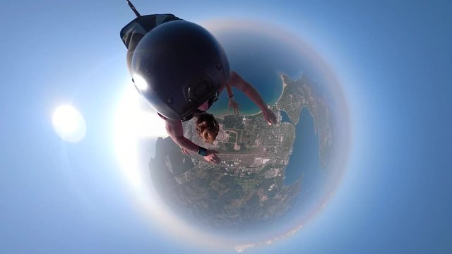 Jumping out of Airplane to Skydive Above Lake Michigan Parashoot Opens in Charlevoix Northern Michigan USA 360