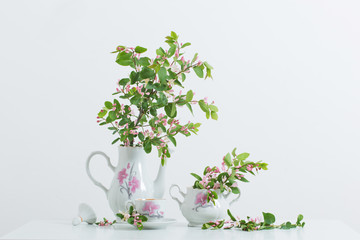 still life with pink spring flowers
