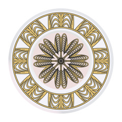 Vector Pattern With Abstract Floral Round Ornament. Oriental Pattern. Indian, Moroccan, Mystic, Ottoman Motifs. Anti-Stress Therapy Pattern