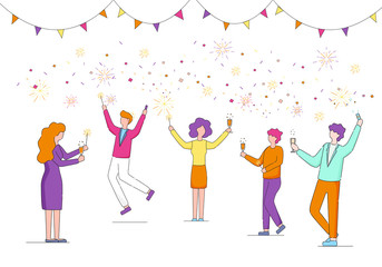 Business Managers Team Celebrate Holiday in Office