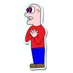 man in love sticker. vector illustration