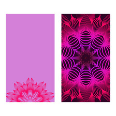 Floral Mandala Pattern. Vector Flyer Oriental Design. Flyer. Purple color