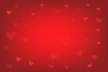 hearts shape on red background